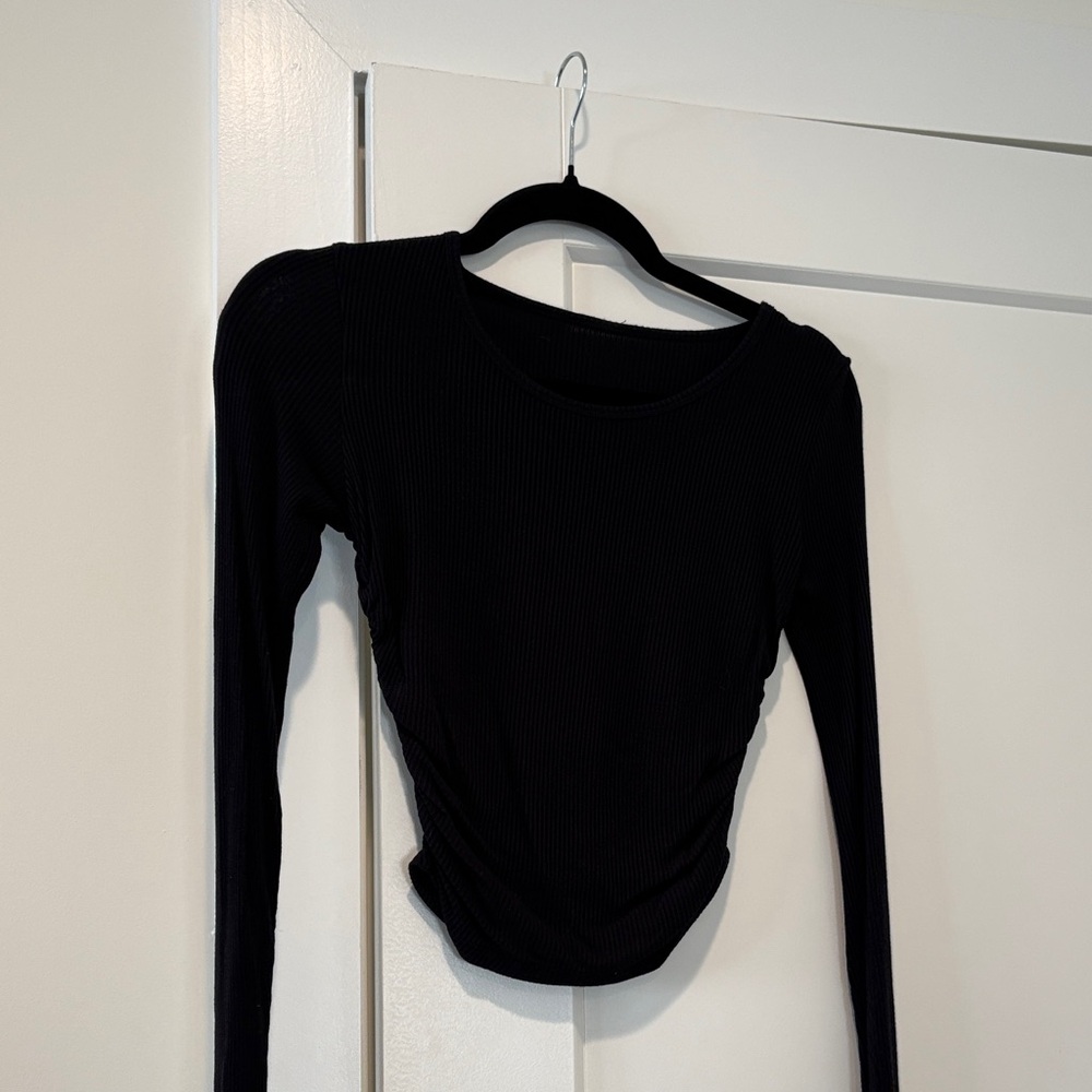 ALO Yoga Ribbed Elegant Black Long Sleeve Top